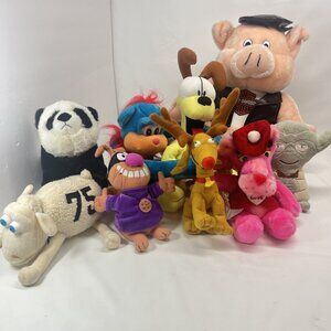 Vintage Plush toys Assorted Lot Pink Panther Rugrats Garfield Yoda Preowned